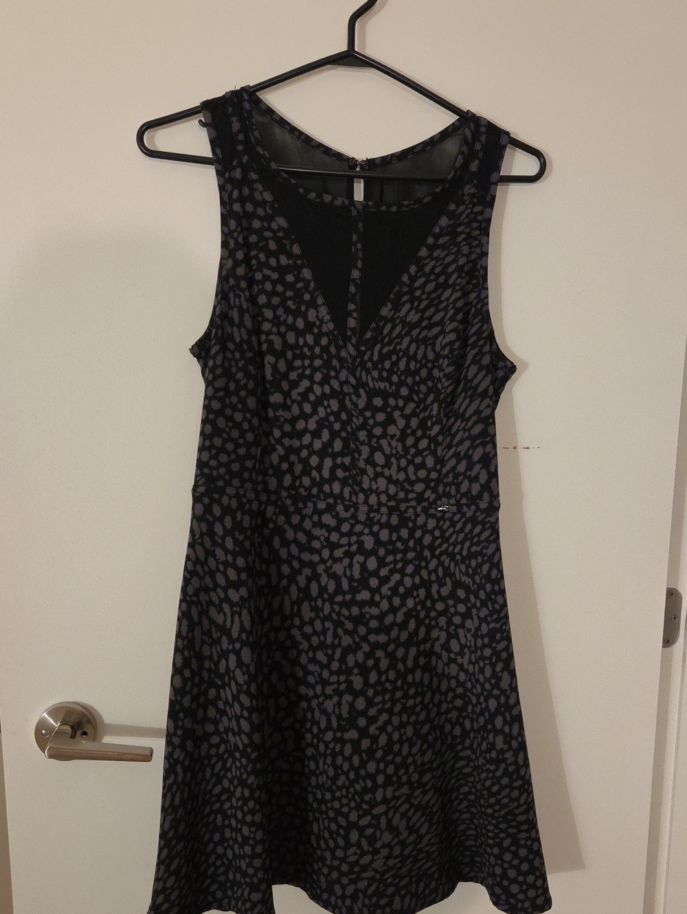Guess Black Mini Dress with Gray Spot Print